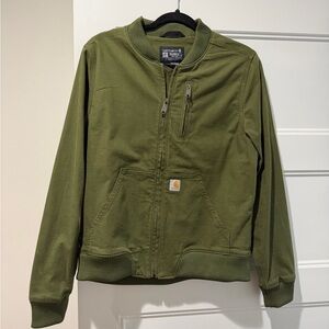 Women’s Carhartt Olive Green Zip-Up Bomber Jacket